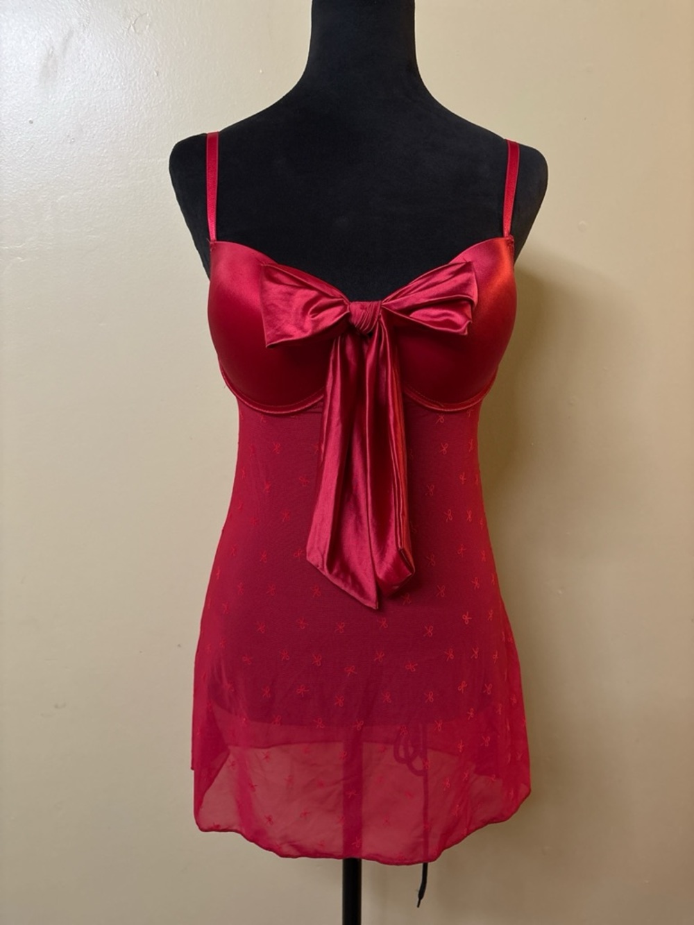Rampage Red Satin Bow Chemise Nightdress - Women's Intimates